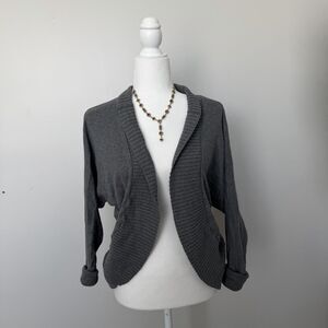Express Gray Open Front Cardigan Women XS Draped Knit Lightweight Casual Sweater
